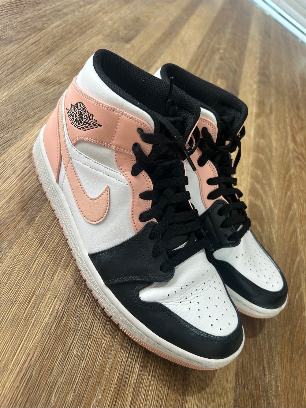 Nike Air Jordan’s  High-Top Sneakers in Pink, Black & White 10.5